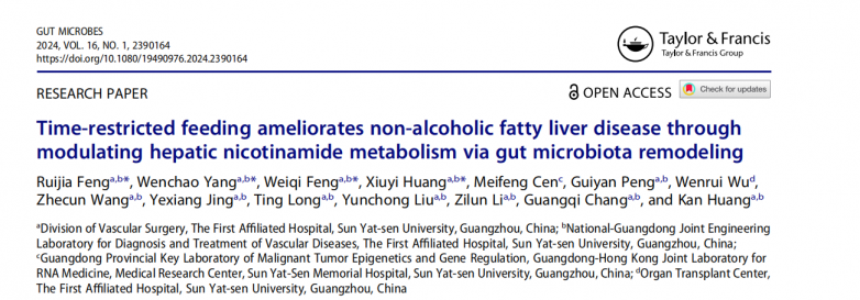 中山一院常光其發表Gut Microbes:調整吃飯時間能改善脂肪肝！